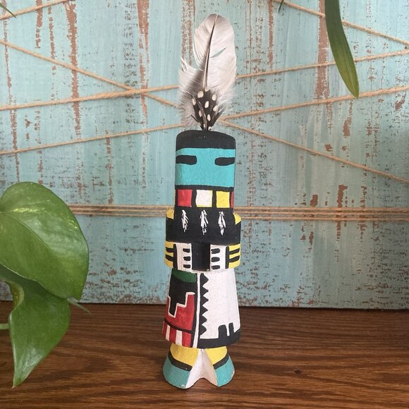 Vintage Native American Old Hopi Route 66 Long Hair by Pooley Kachina Signed - Picture 1 of 10
